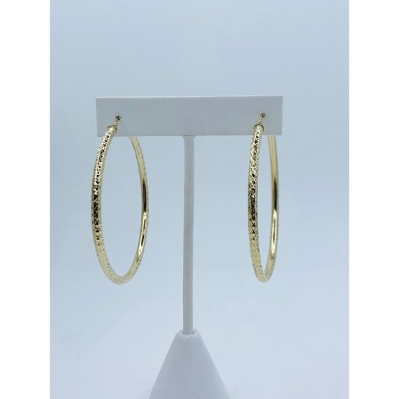 10k Gold hoop Earrings diamond cut 55mm - Arracadas en oro
